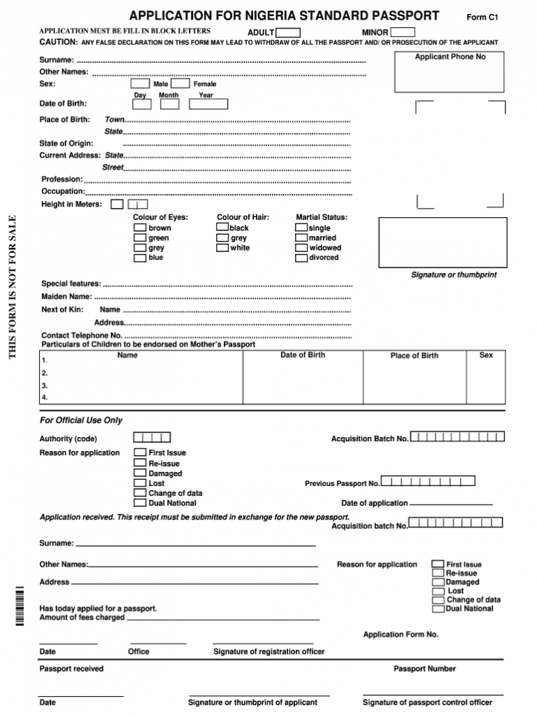 Nigerian Passport Application Form Pdf Fill Online