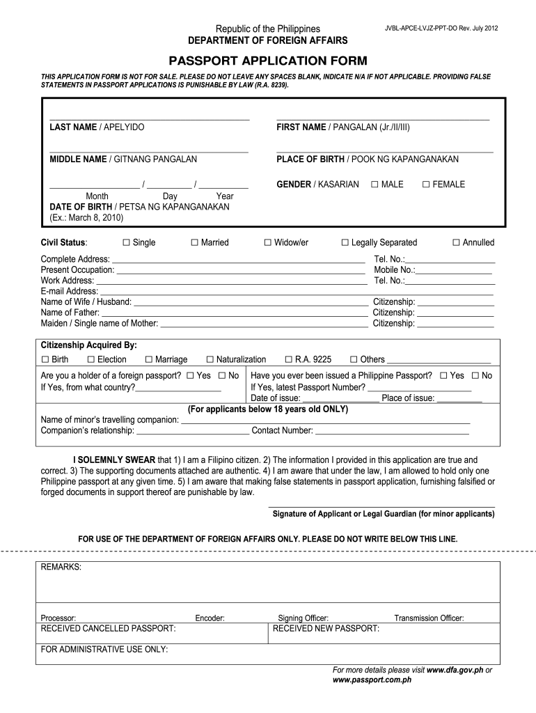 Passport Application Form Fill Out And Sign Printable 