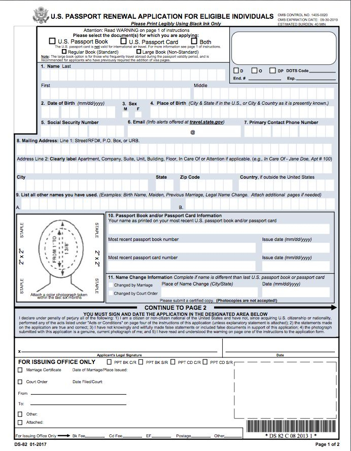 Passport Renewal DS 82 In 2020 Passport Renewal