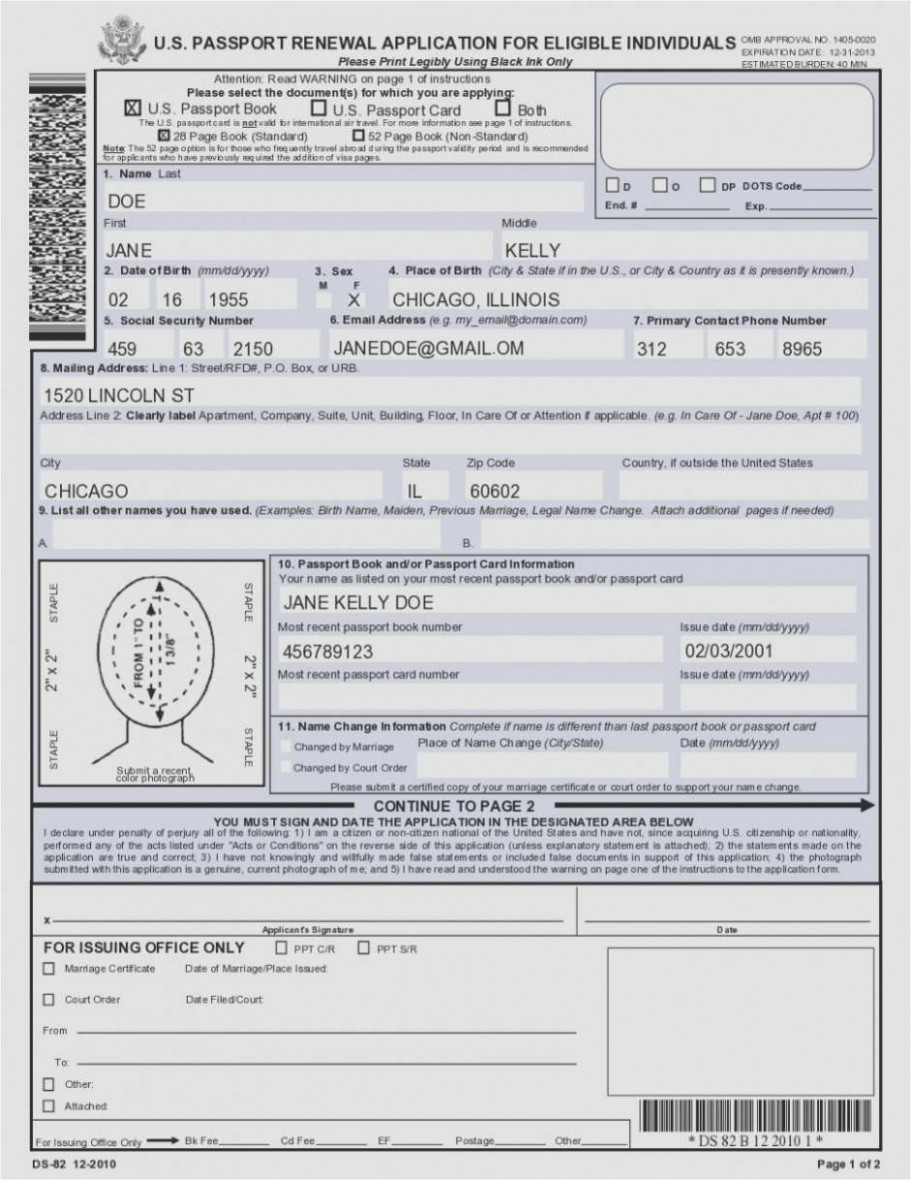 Passport Renewal Form Ds 11 Universal Network