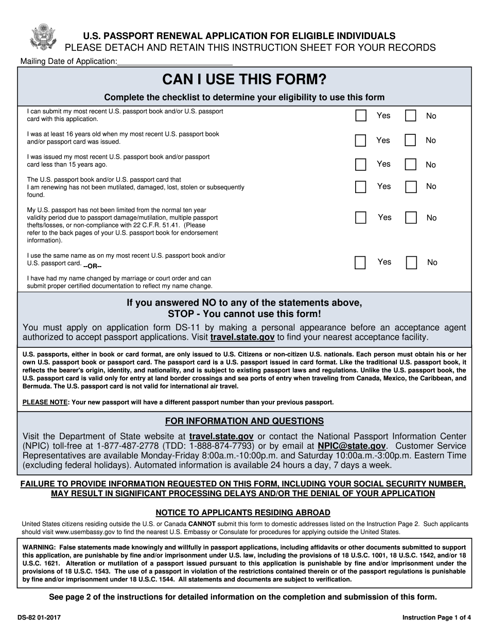 Passport Renewal Printable Fillable US Passport 