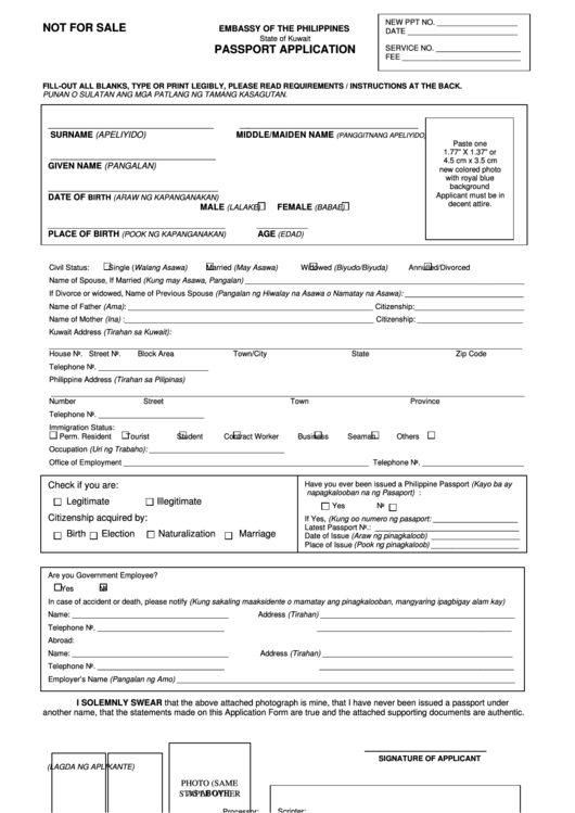 Philippines Passport Application For Kuwait Printable Pdf 