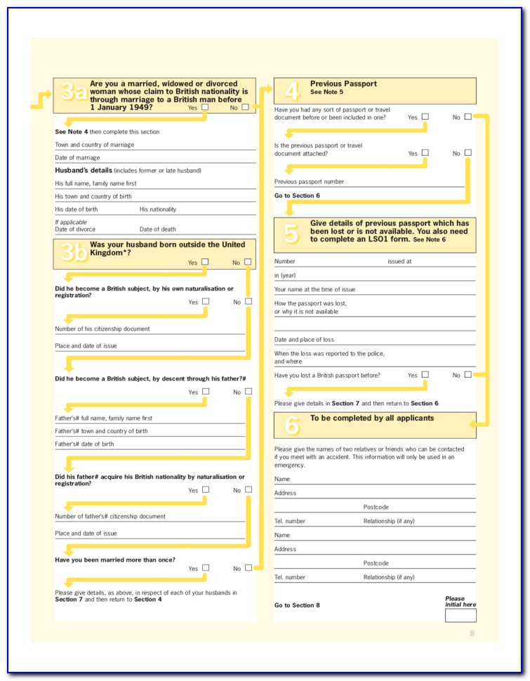 Printable British Passport Renewal Form Form Resume