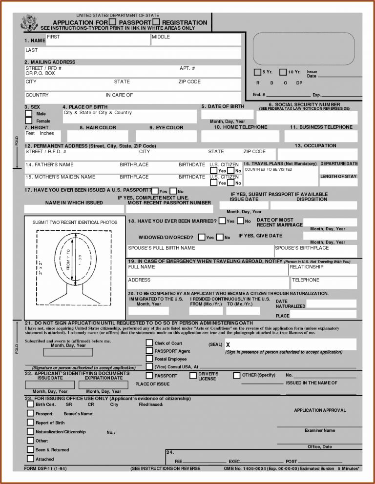 Printable Passport Renewal Form Ds 82 Form Resume