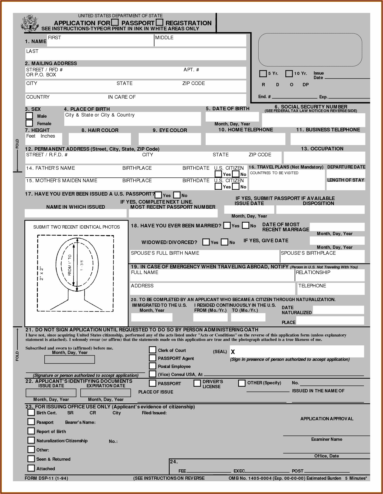 Printable Passport Renewal Form Ds 82 Form Resume 