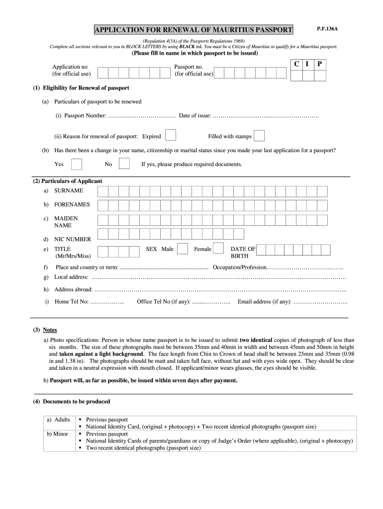 Renew Mauritian Passport In Uk Fill Online Printable 