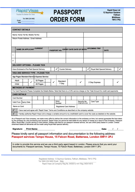 Top Passport Order Form Templates Free To Download In PDF Top Passport Order Form Templates Free To Download In PDF