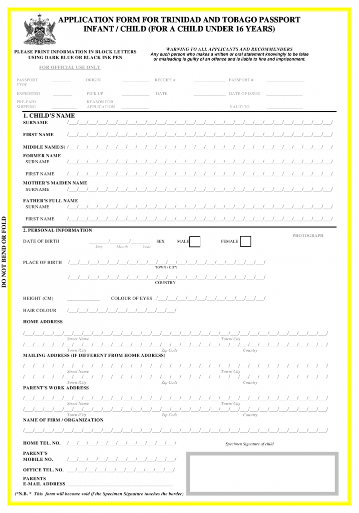 trinidad and tobago travel pass form