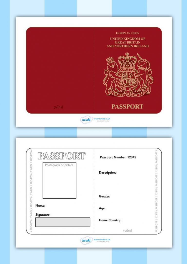 Twinkl Resources British Passport Template Printable