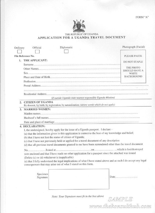 Uganda Passport Application Forms Form A B Passport Uganda Passport Application Forms Form A B Passport