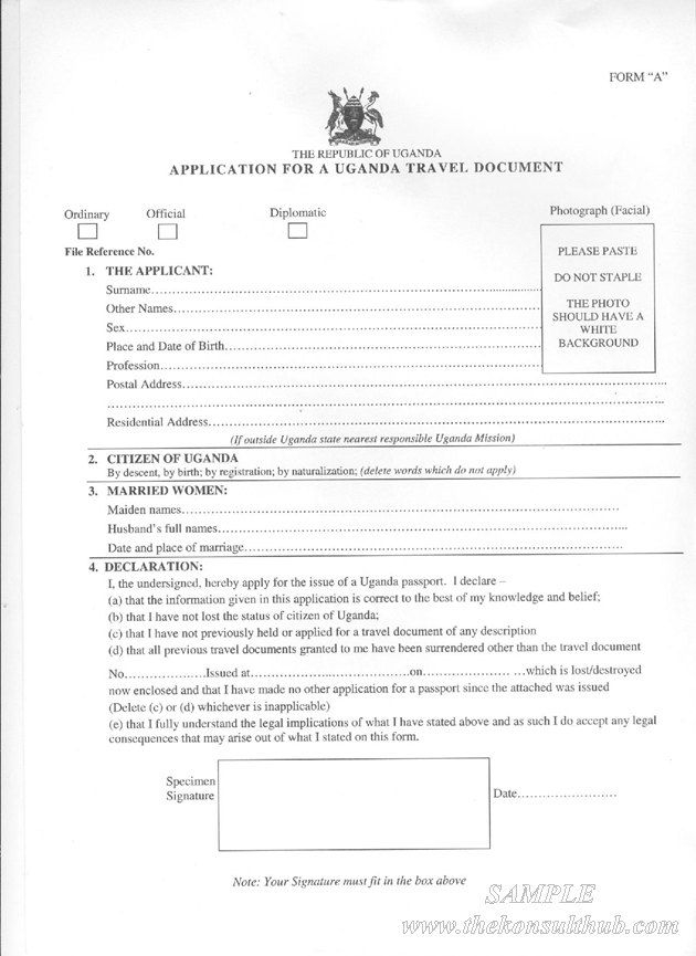 Uganda Passport Application Forms Form A B Passport 