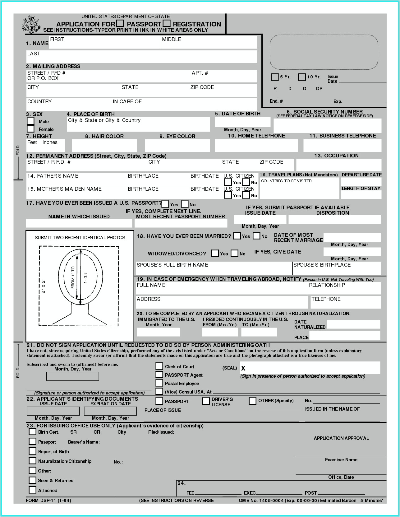 United States Passport Renewal Forms Form Resume 