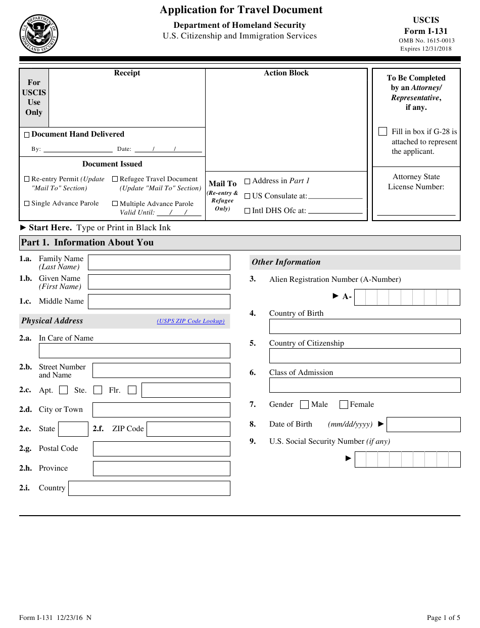 USCIS Form I 131 Download Fillable PDF Or Fill Online 