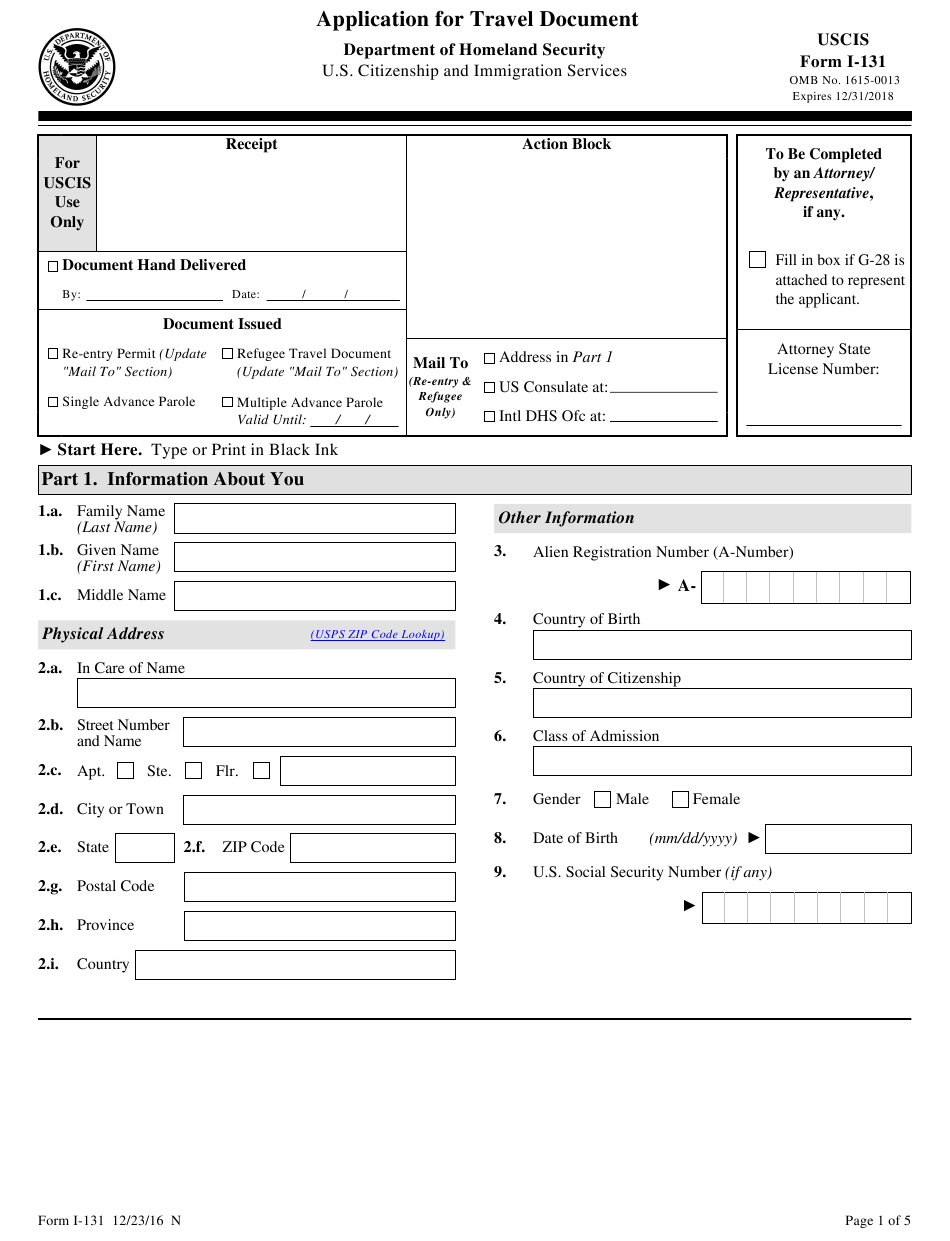 USCIS Form I 131 Download Fillable PDF Or Fill Online USCIS Form I 131 Download Fillable PDF Or Fill Online