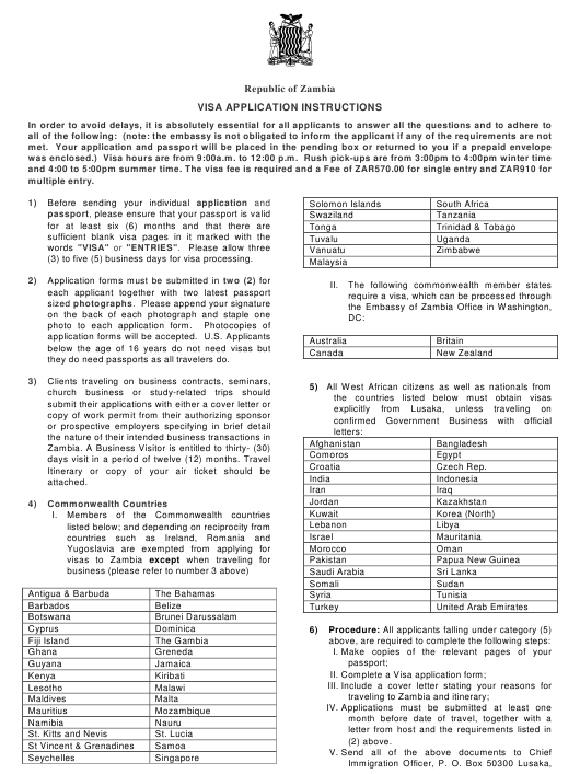 Zambian Passport Application Form South Africa