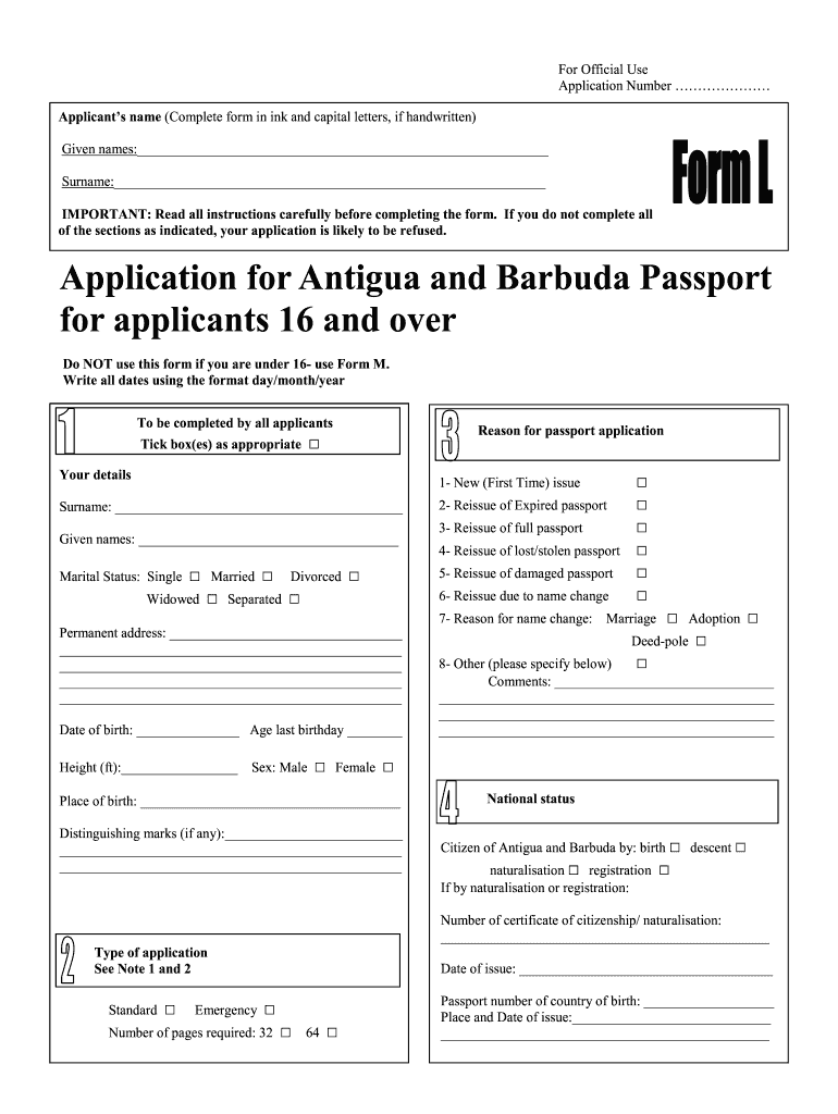 Antigua And Barbuda Passport Form Fill Online Printable 