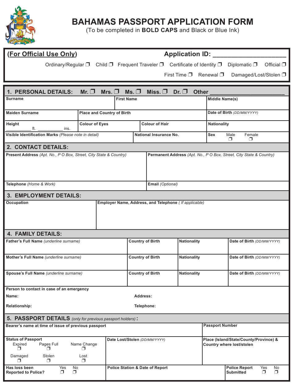 Bahamas Bahamas Passport Application Form Download Bahamas Bahamas Passport Application Form Download