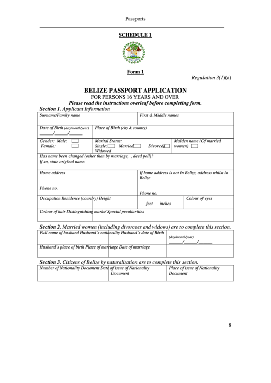 Belize Passport Application For Persons 16 Years And Over Belize Passport Application For Persons 16 Years And Over