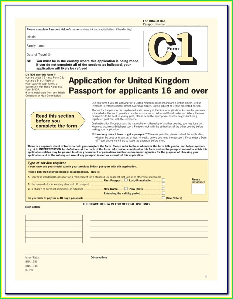 British Passport Renewal Form C1 Download Form Resume 