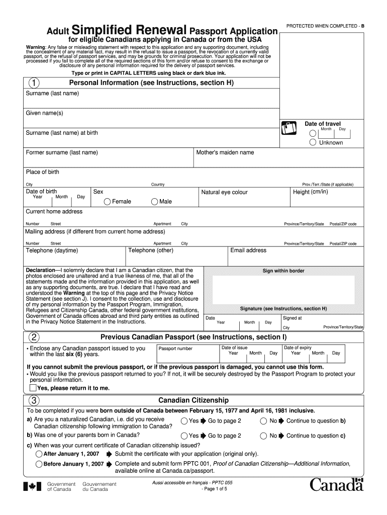 Canadian Passport Application Form Fill Out And Sign 