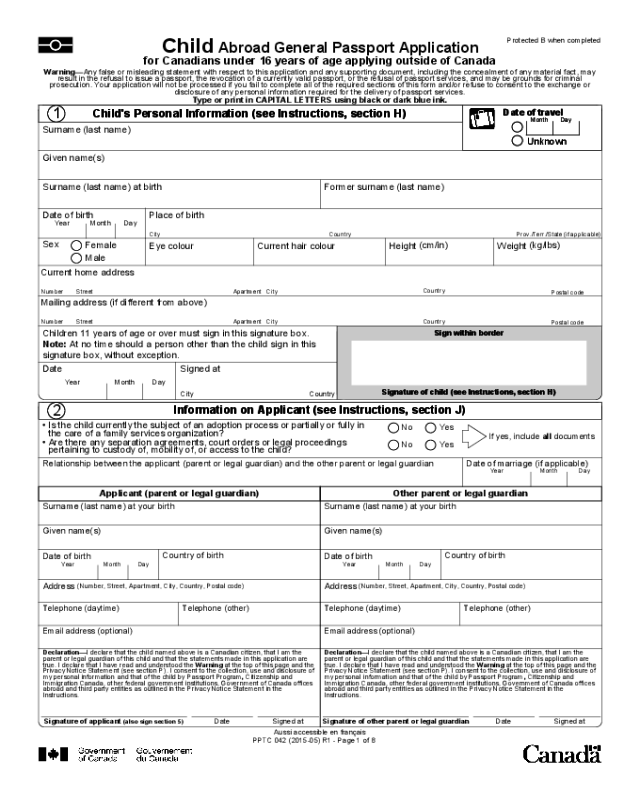 Child Abroad General Passport Application For Canadians