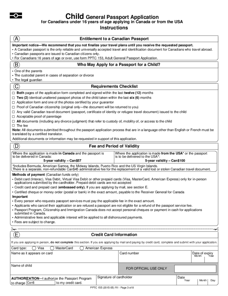 Child Passport Form Canada Free Download