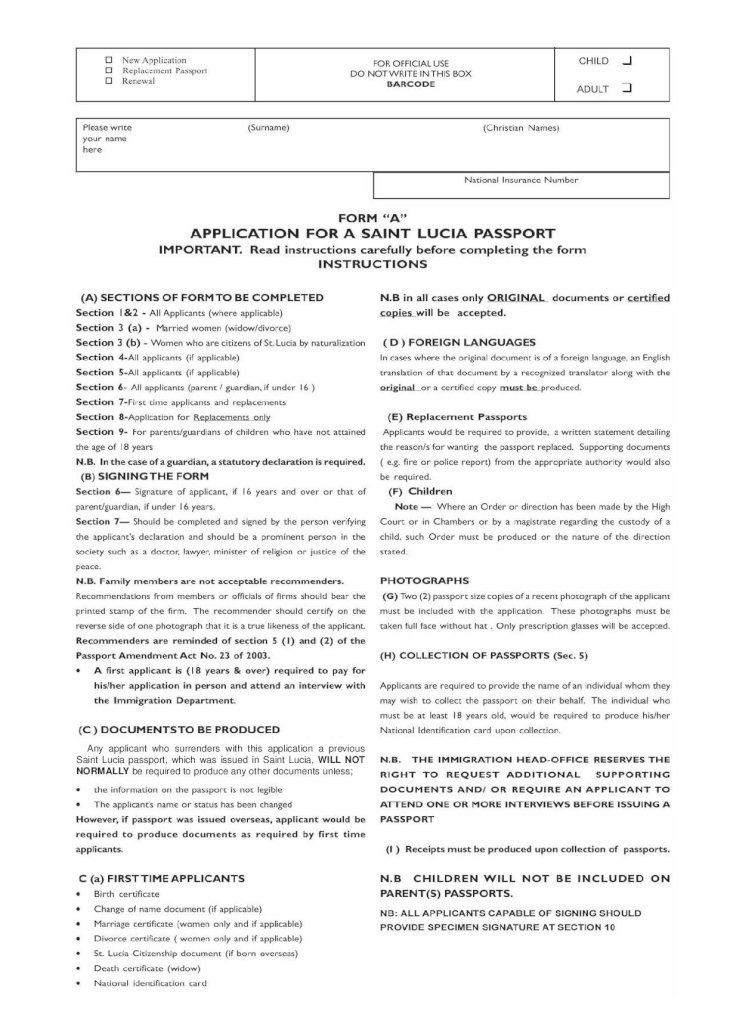 CONSULATE GENERAL OF SAINT LUCIA PASSPORT Original Birth CONSULATE GENERAL OF SAINT LUCIA PASSPORT Original Birth