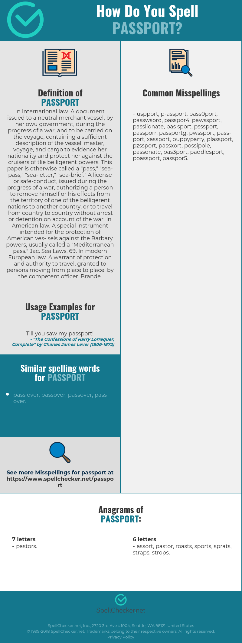 Correct Spelling For Passport Infographic Spellchecker