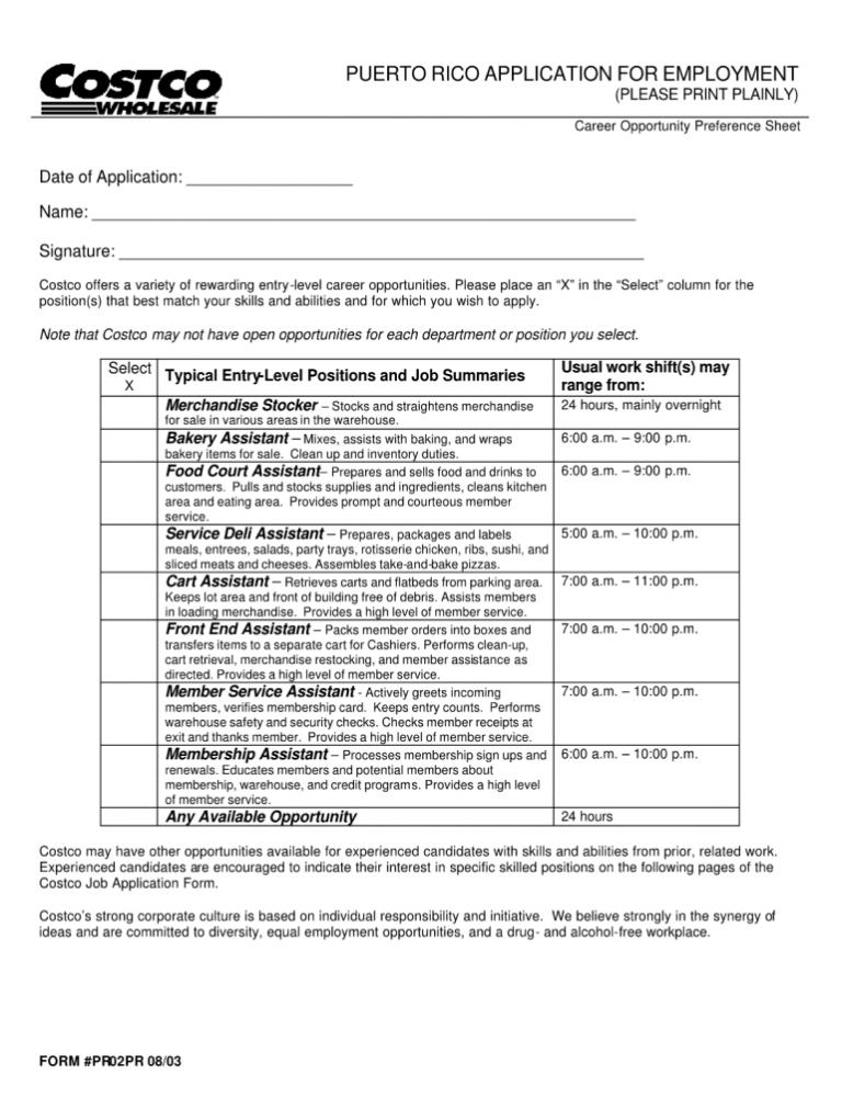 Costco Application Fill Out And Sign Printable PDF