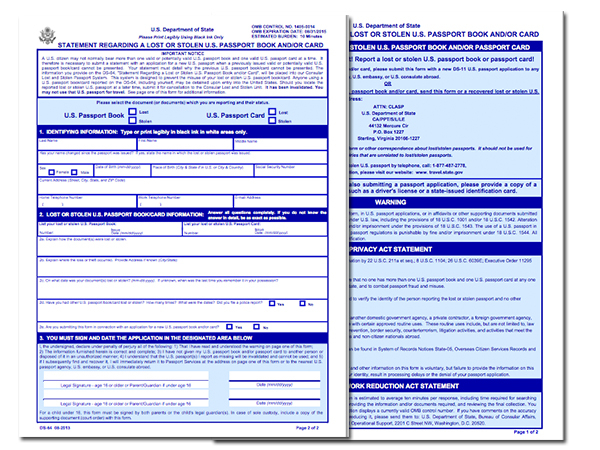 DS 64 Application For Lost Or Stolen Passport DS 64 Application For Lost Or Stolen Passport