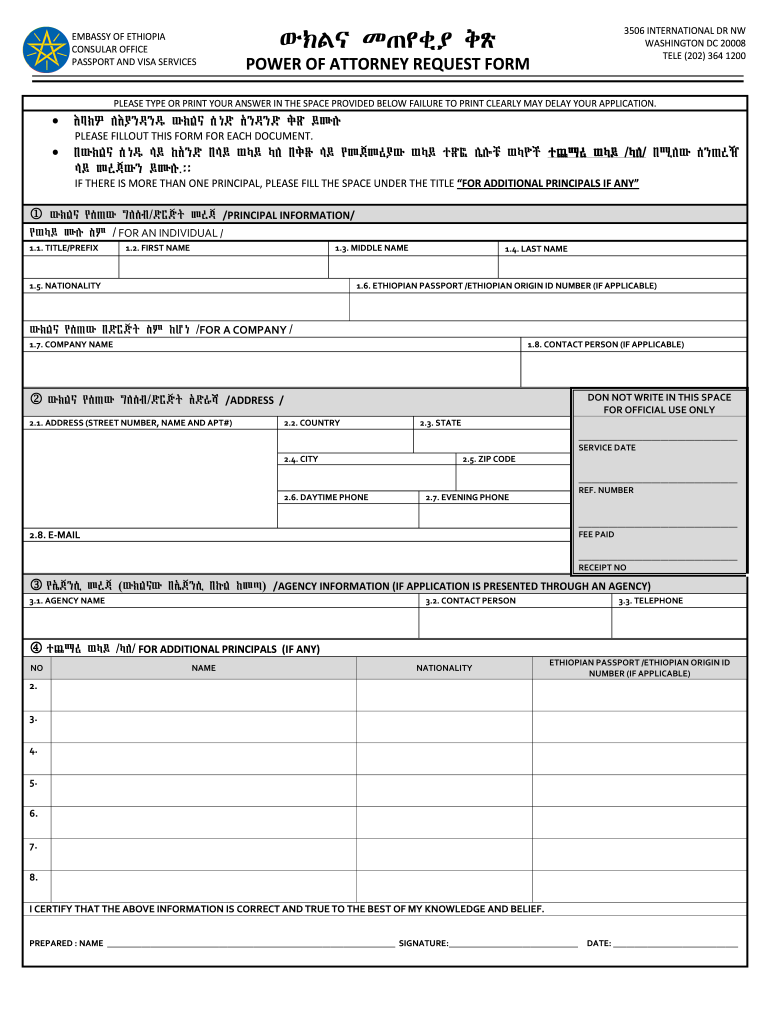 Ethiopian Embassy Power Of Attorney Fill Out And Sign Ethiopian Embassy Power Of Attorney Fill Out And Sign