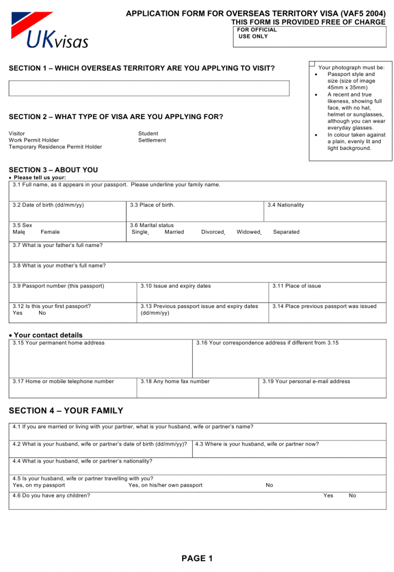 Form VAF5 Download Printable PDF Or Fill Online Visa