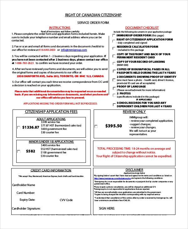 FREE 10 Sample Citizenship Application Forms In PDF