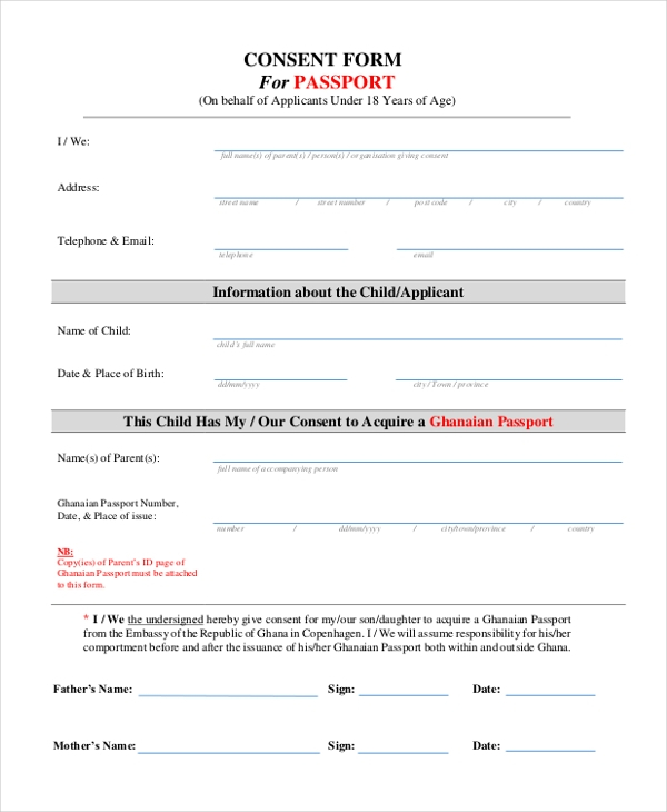 FREE 13 Sample Consent Forms In PDF Excel MS Word