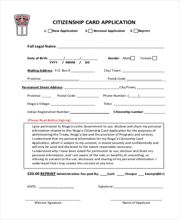 FREE 9 Sample Citizenship Application Forms In PDF Excel