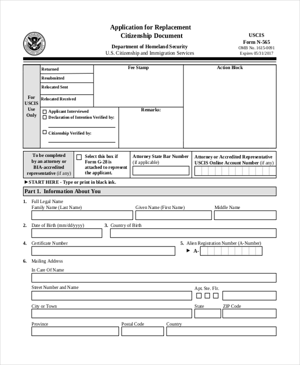 FREE 9 Sample Citizenship Application Forms In PDF Excel