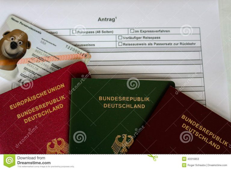 German Passport Application Form With Passports Stock