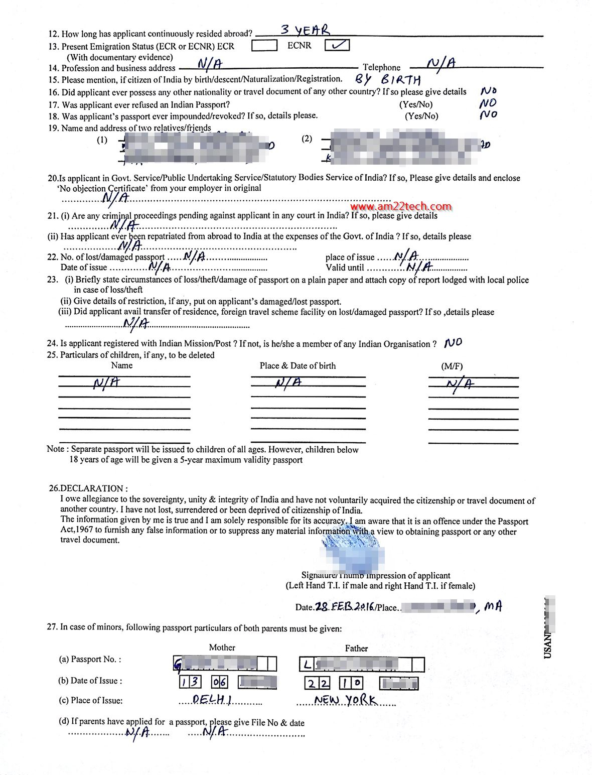 Indian Minor Passport Renewal For NRI Upto 18 Years Non 