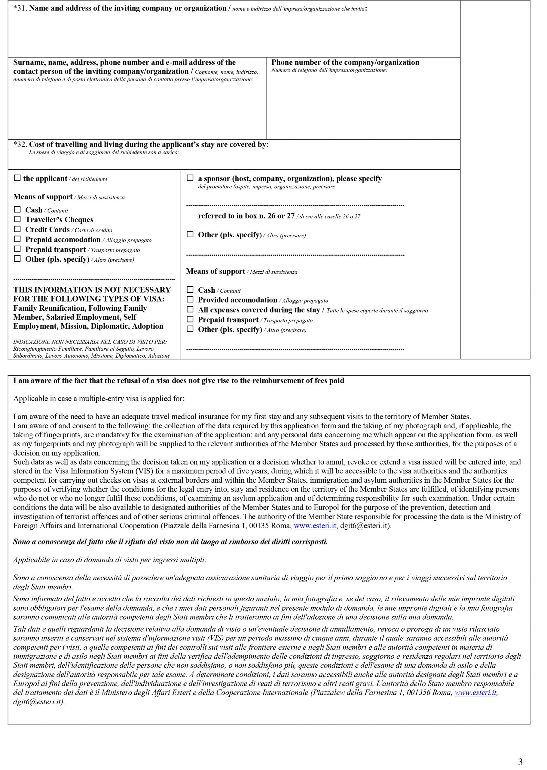 Italy Visa Application Form For Bangladeshi Work 