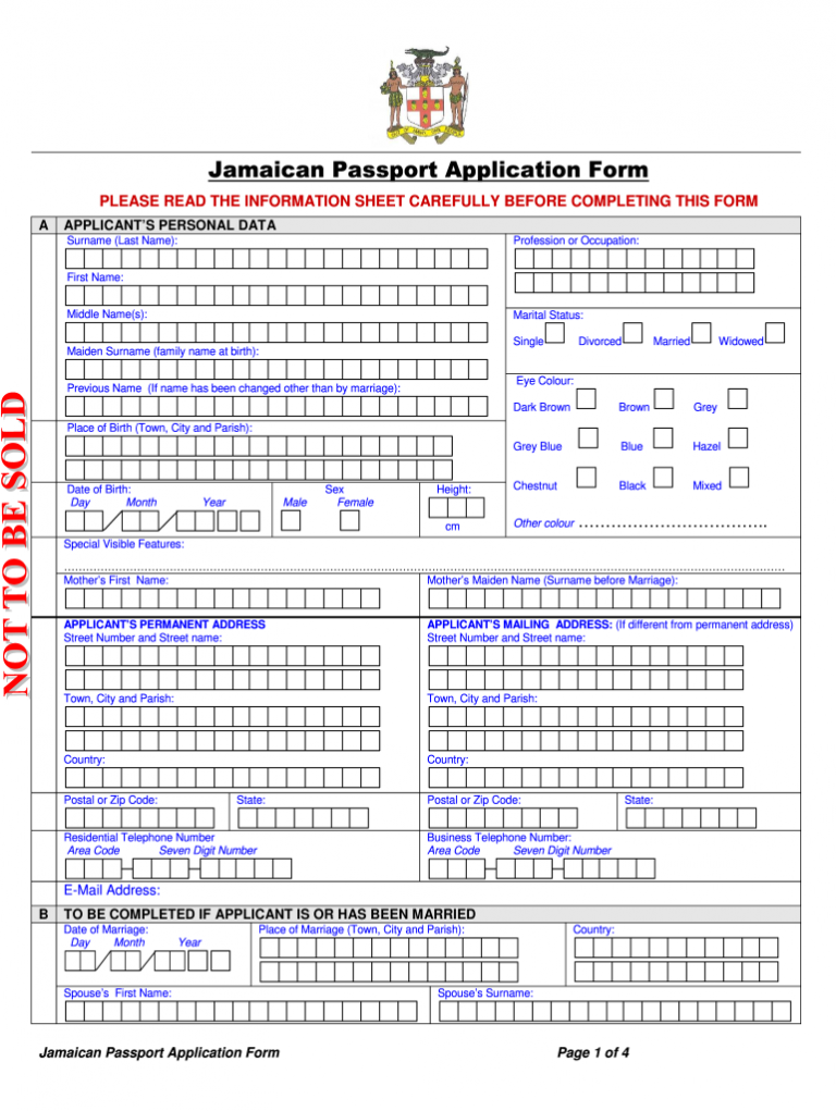 Jamaican Passport Application Form Fill Out And Sign