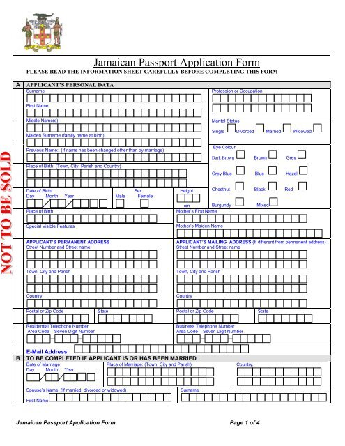 Jamaican Passport Application Form Jamaica Munich Jamaican Passport Application Form Jamaica munich