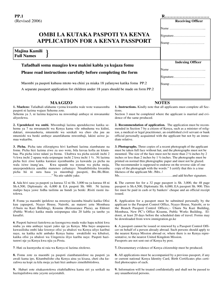 Kenya Passport Application Form Pp1 Fill Out And Sign Kenya Passport Application Form Pp1 Fill Out And Sign