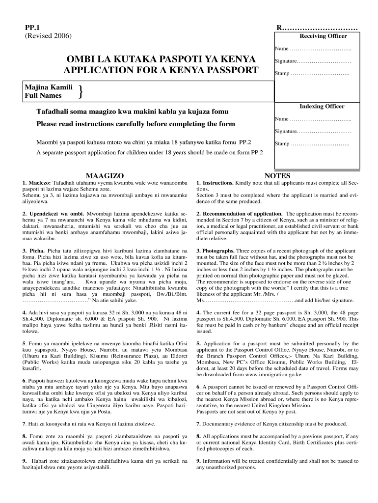 Kenya Passport Application Form Pp1 Fill Out And Sign 