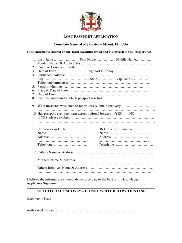 Lost Or Stolen Passport Form 7 Free Templates In PDF Lost Or Stolen Passport Form 7 Free Templates In PDF