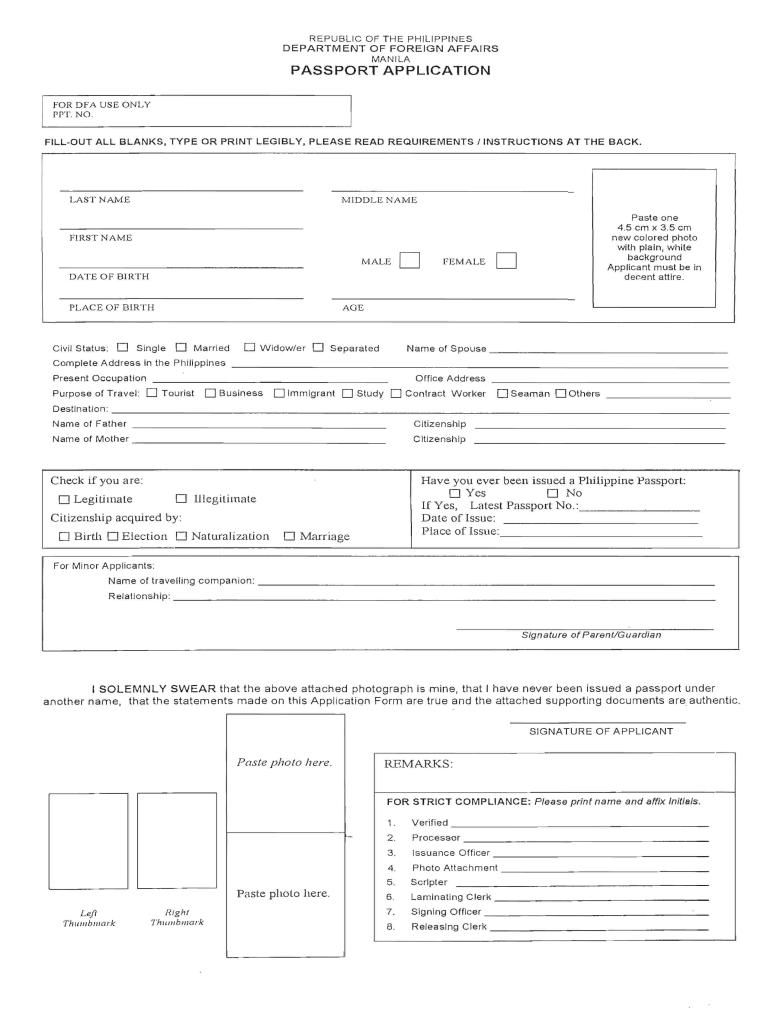 Manila Passport Application Form Fill Online Printable 