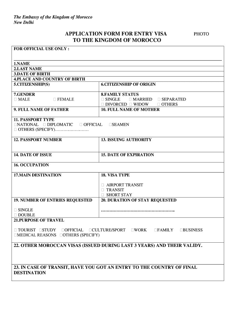 Morocco Application Form Fill Online Printable Morocco Application Form Fill Online Printable