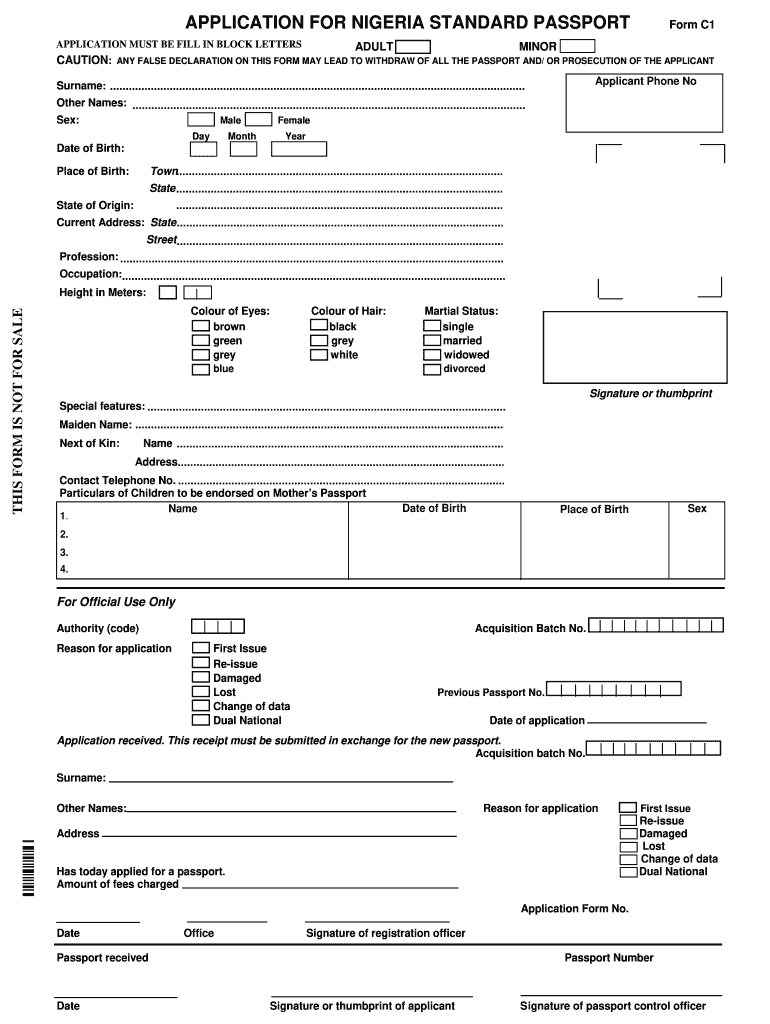 Nigerian Passport Application Form Pdf Fill Online 