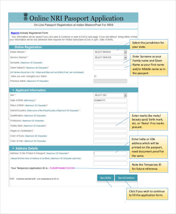 Nri Government Passport Renewal Application Form 