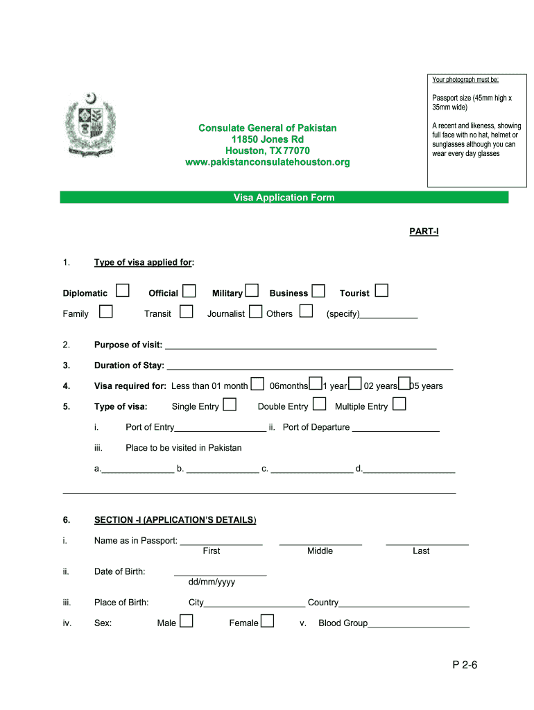 Pakistan Visa Application Form Houston 2020 2021 Fill 