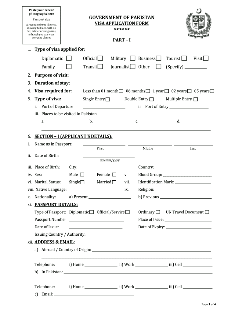 Pakistan Visa Requirements Fill Out And Sign Printable 